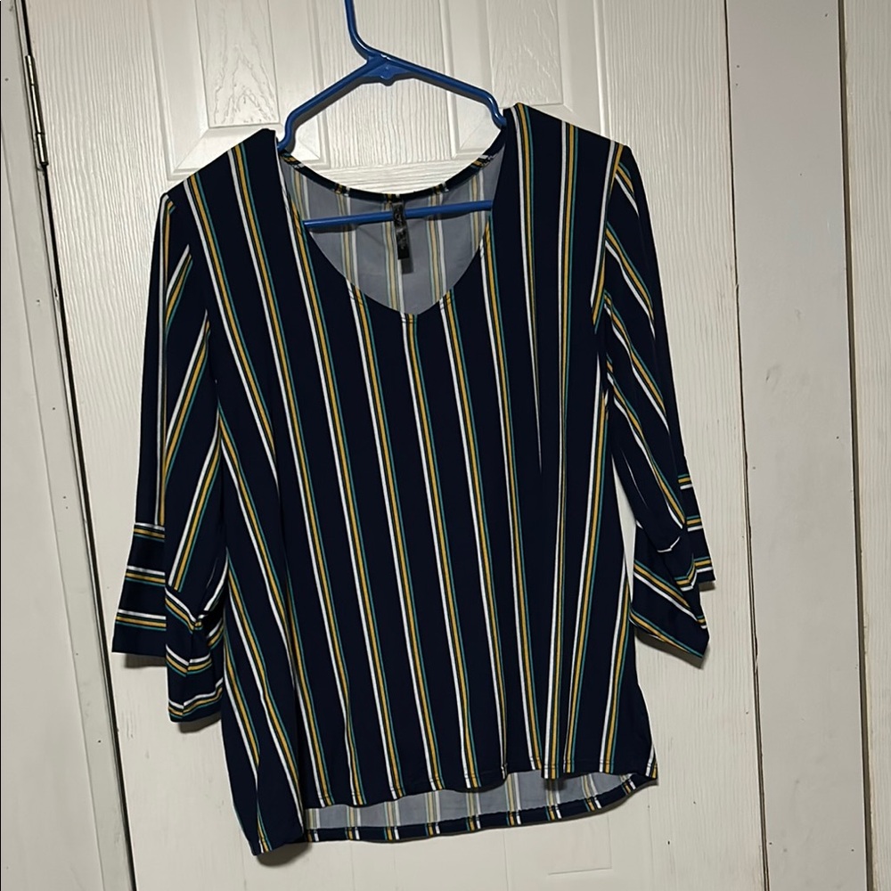 Striped Navy and Yellow Women's Top